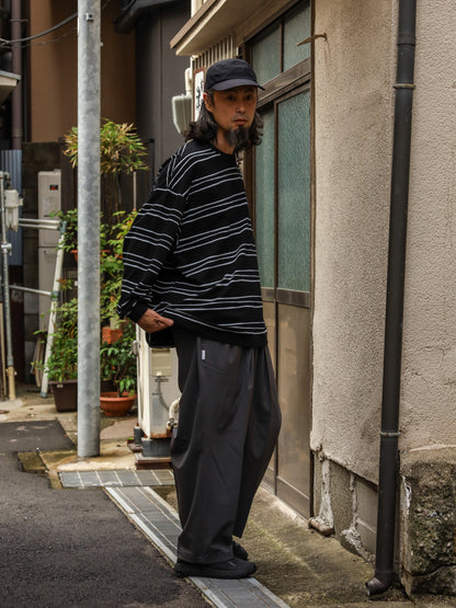SUPER BIG LS TEE (MULTI STRIPE) / Black
