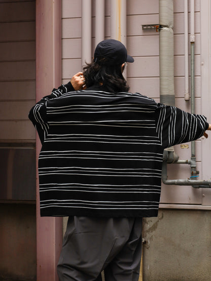 SUPER BIG LS TEE (MULTI STRIPE) / Black