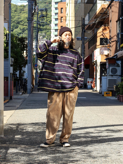 SUPER BIG STRIPE LS TEE / Navy