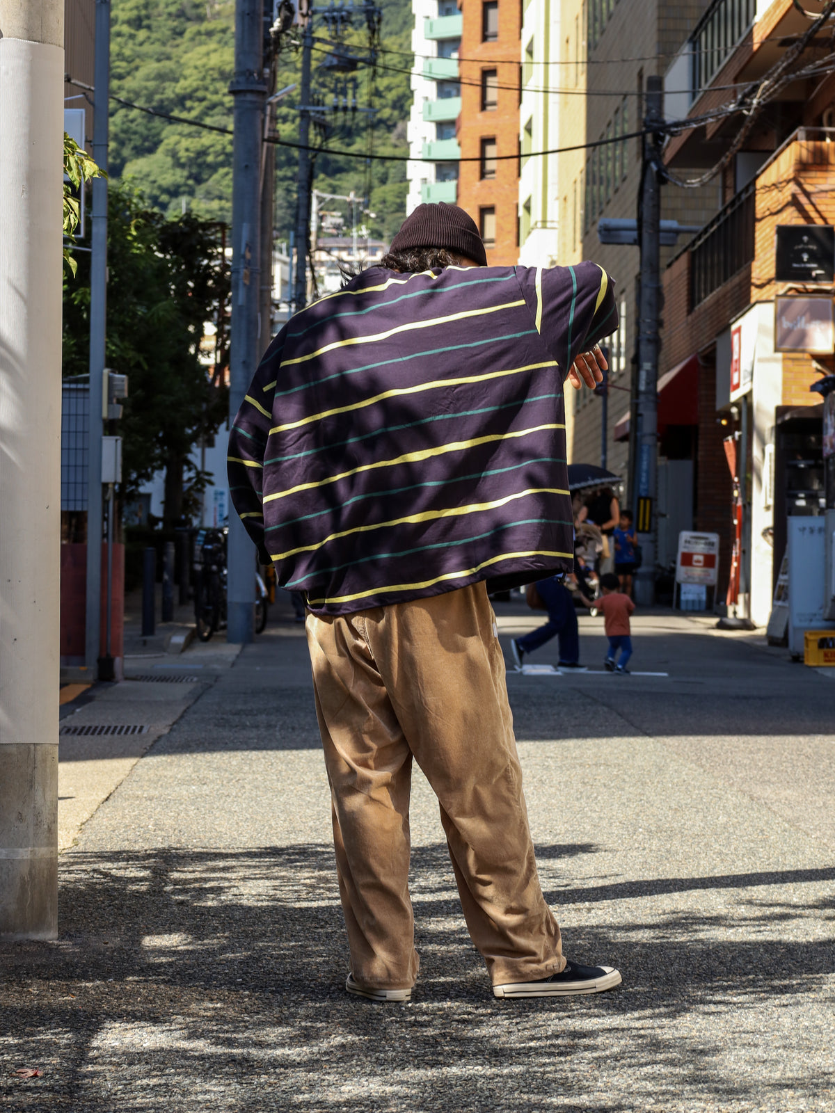 SUPER BIG STRIPE LS TEE / Navy