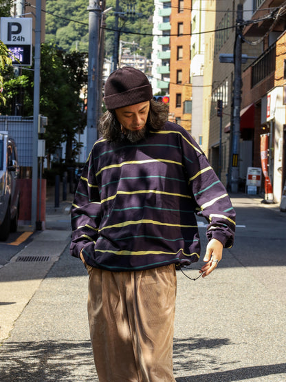 SUPER BIG STRIPE LS TEE / Navy