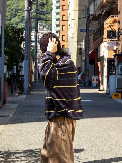 SUPER BIG STRIPE LS TEE / Navy