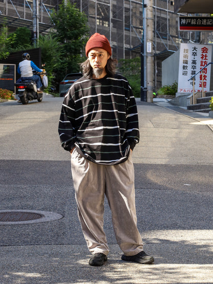 TWO TUCK WIDE PANTS (CORDUROY) / Grey