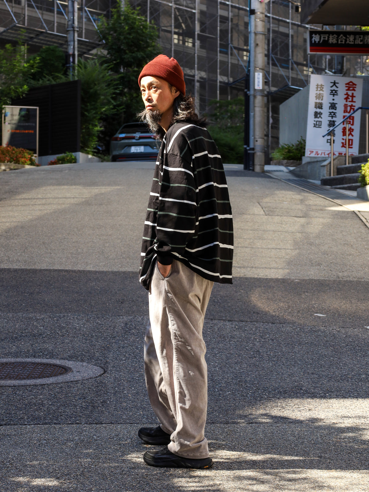 SUPER BIG STRIPE LS TEE / Black