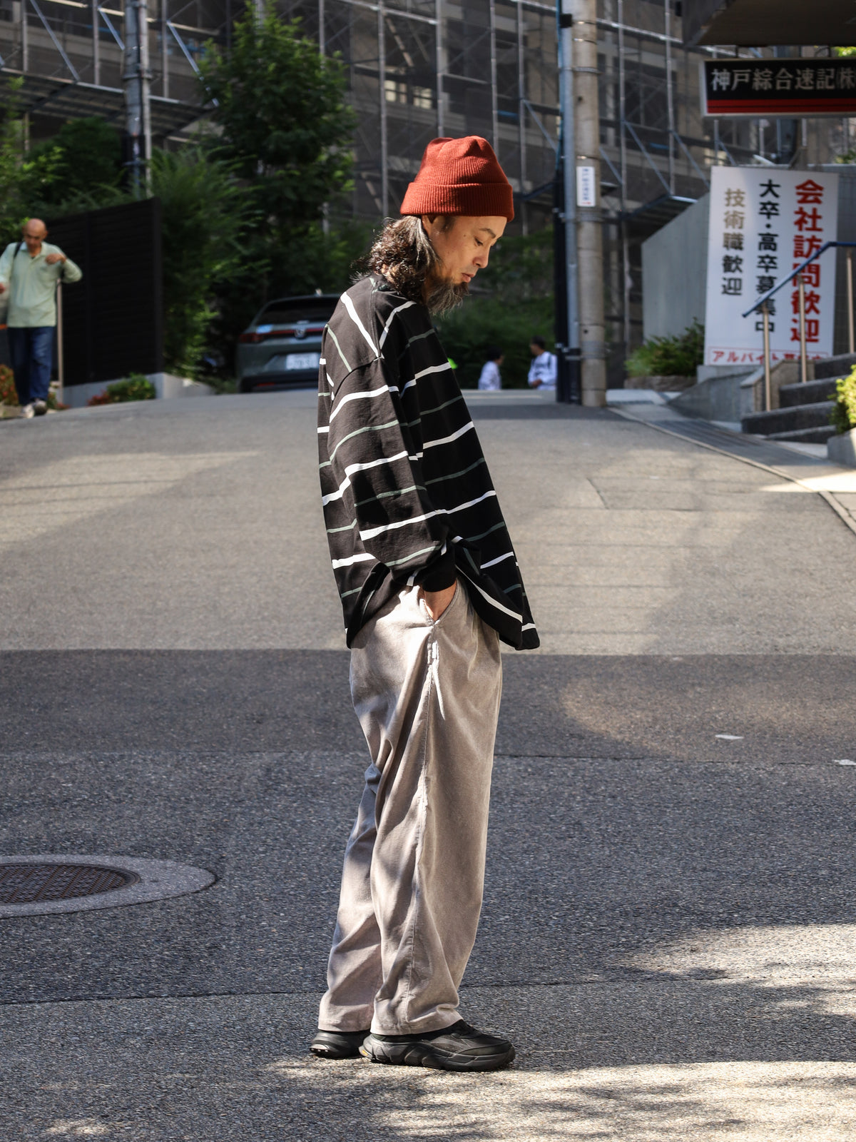 SUPER BIG STRIPE LS TEE / Black
