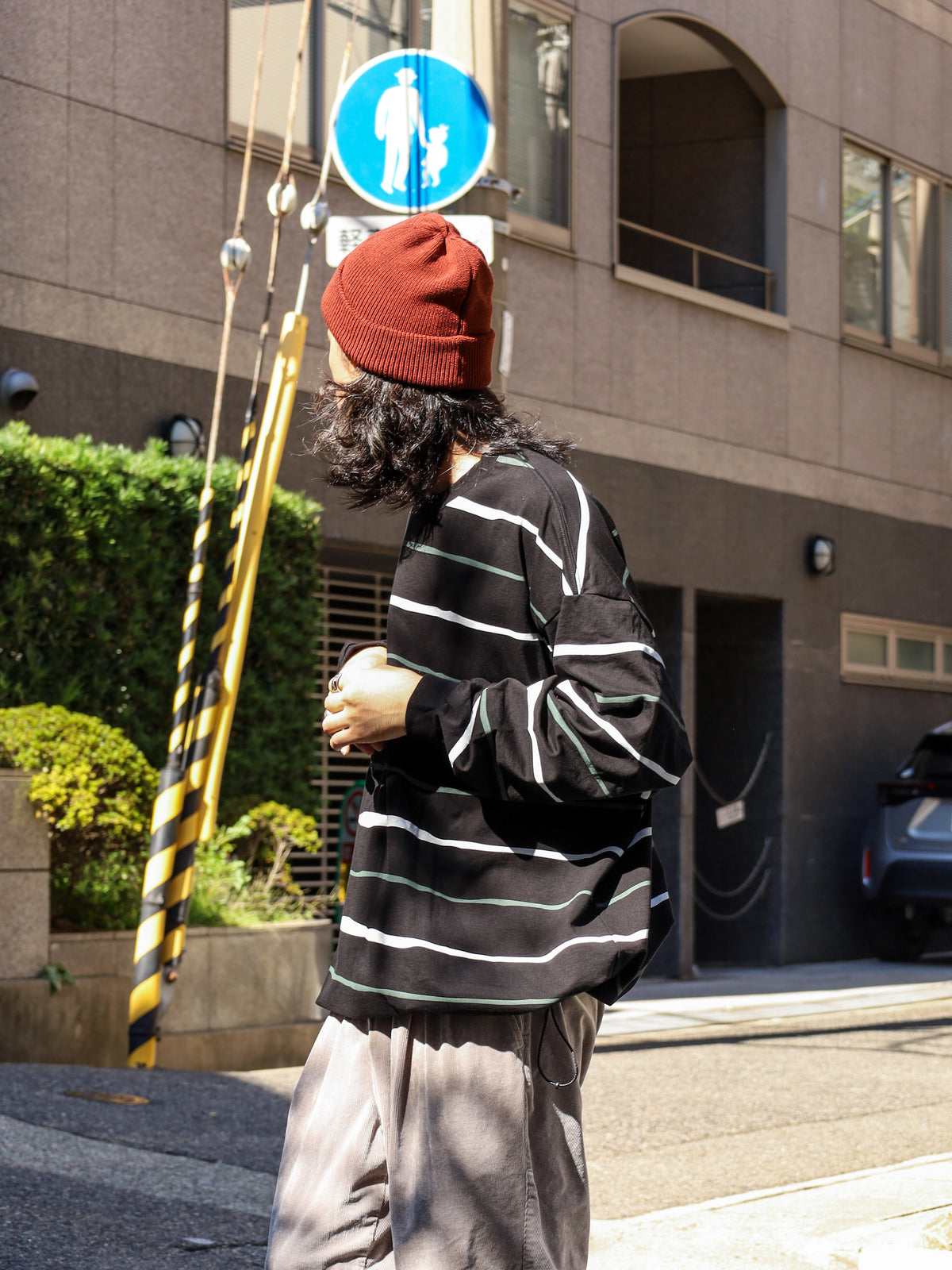 SUPER BIG STRIPE LS TEE / Black