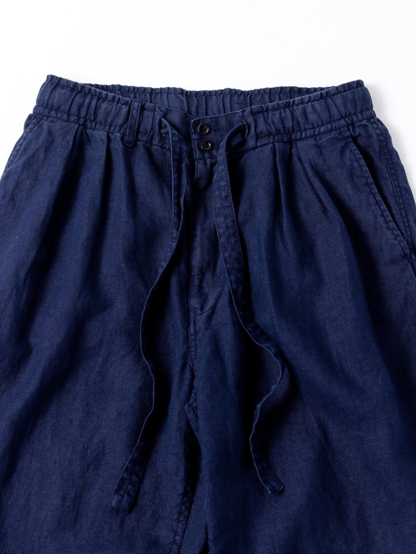SULFUR DYED LINEN WIDE EASY PANTS / Navy