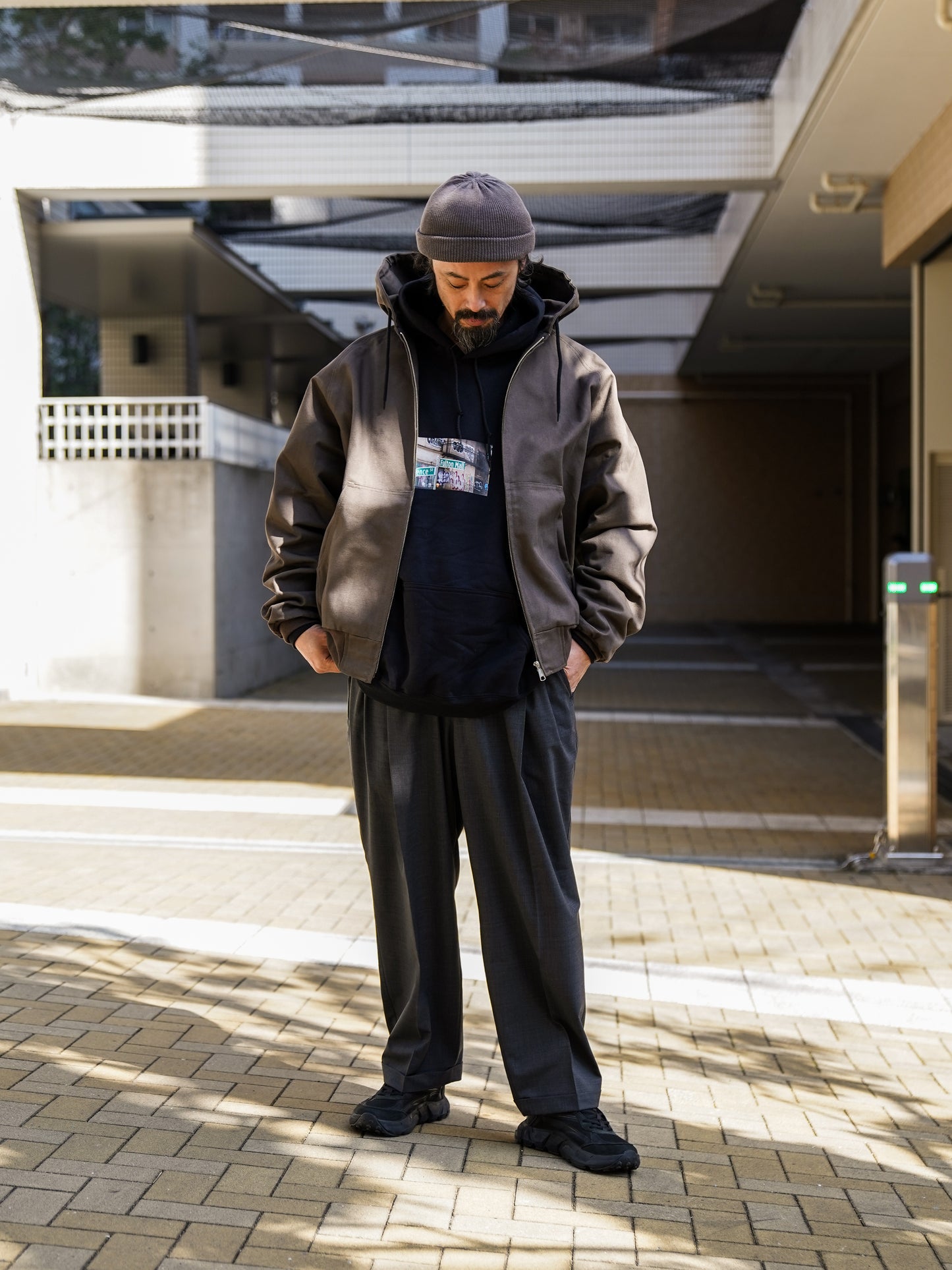 TWO TUCK S WOOL PANTS / Charcoal