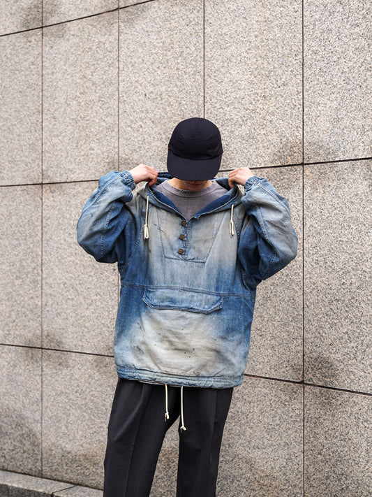 AGING UTILITY DENIM ANORAK PULLOVER / Indigo