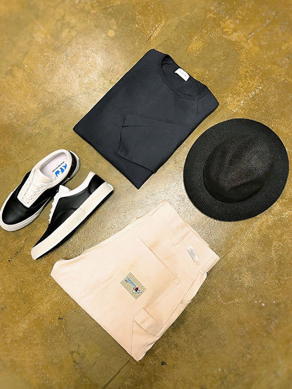 ミニ裏毛ラグランクルー七分袖 / チャコール