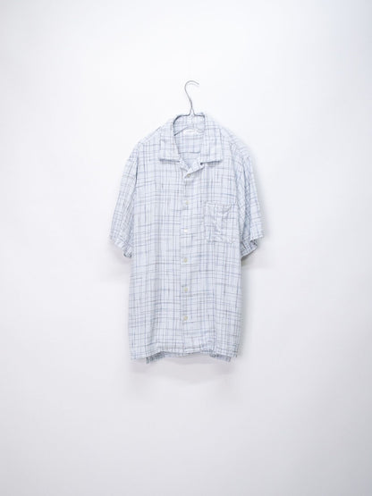 314RK / レーヨンかすりオープンカラー半袖シャツ / ホワイト