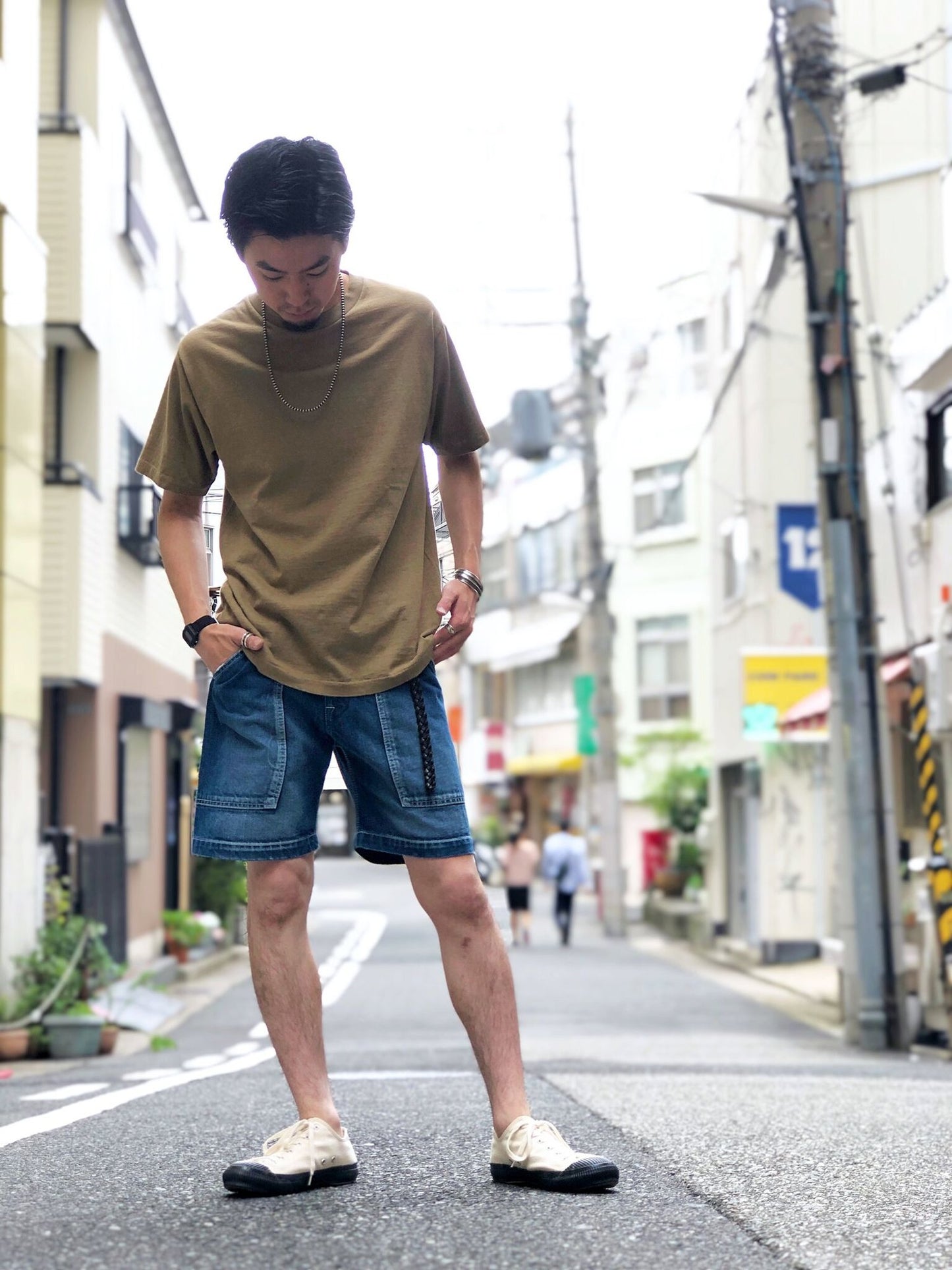 Side Patch Pocket Shorts / vintage wash