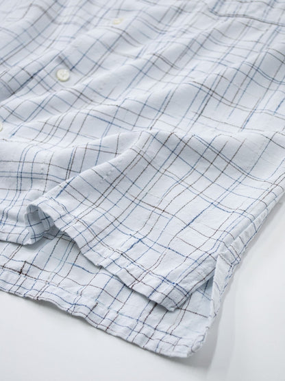 314RK / レーヨンかすりオープンカラー半袖シャツ / ホワイト