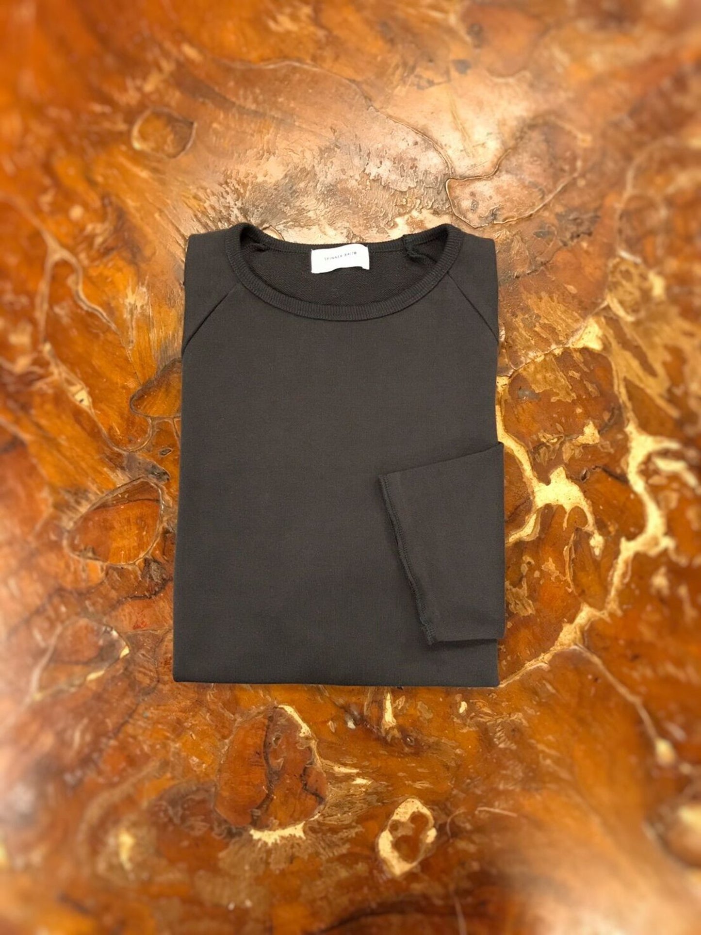 ミニ裏毛ラグランクルー七分袖 / チャコール