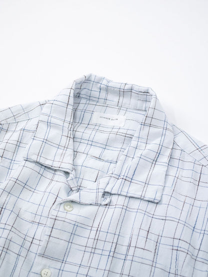 314RK / レーヨンかすりオープンカラー半袖シャツ / ホワイト