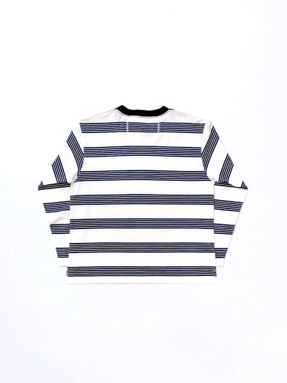 AN021 / BORDER CREW NECK L/S T-S / NV×BLK