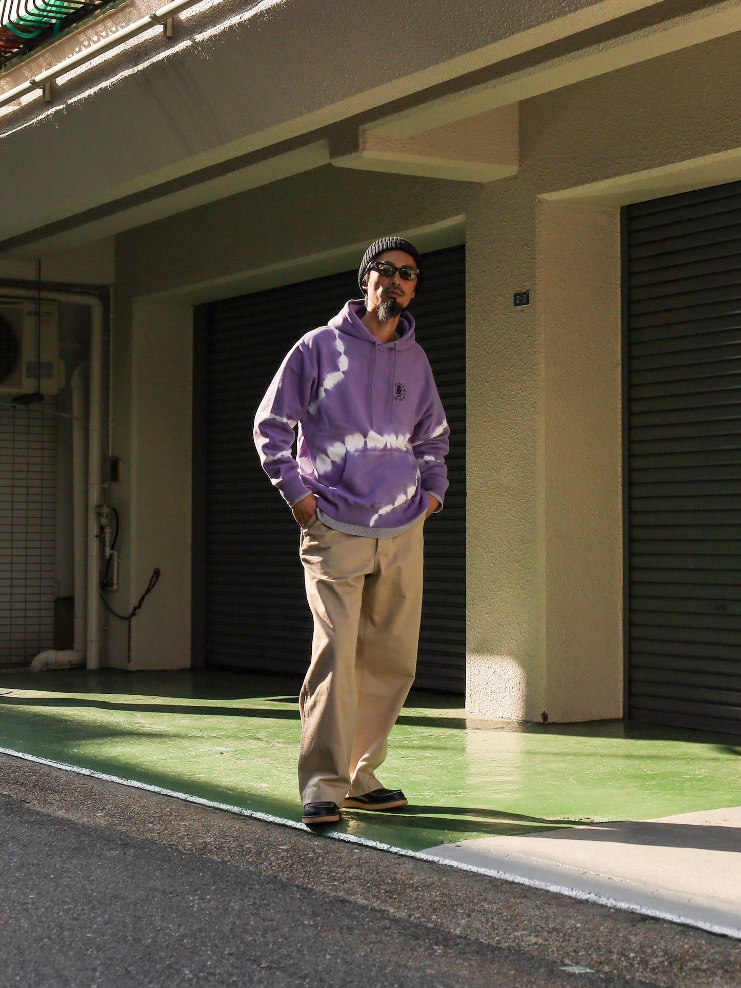 "GUIDE WORKS" TIE DYE P/O HOODED SWEAT / Purple haze shibori