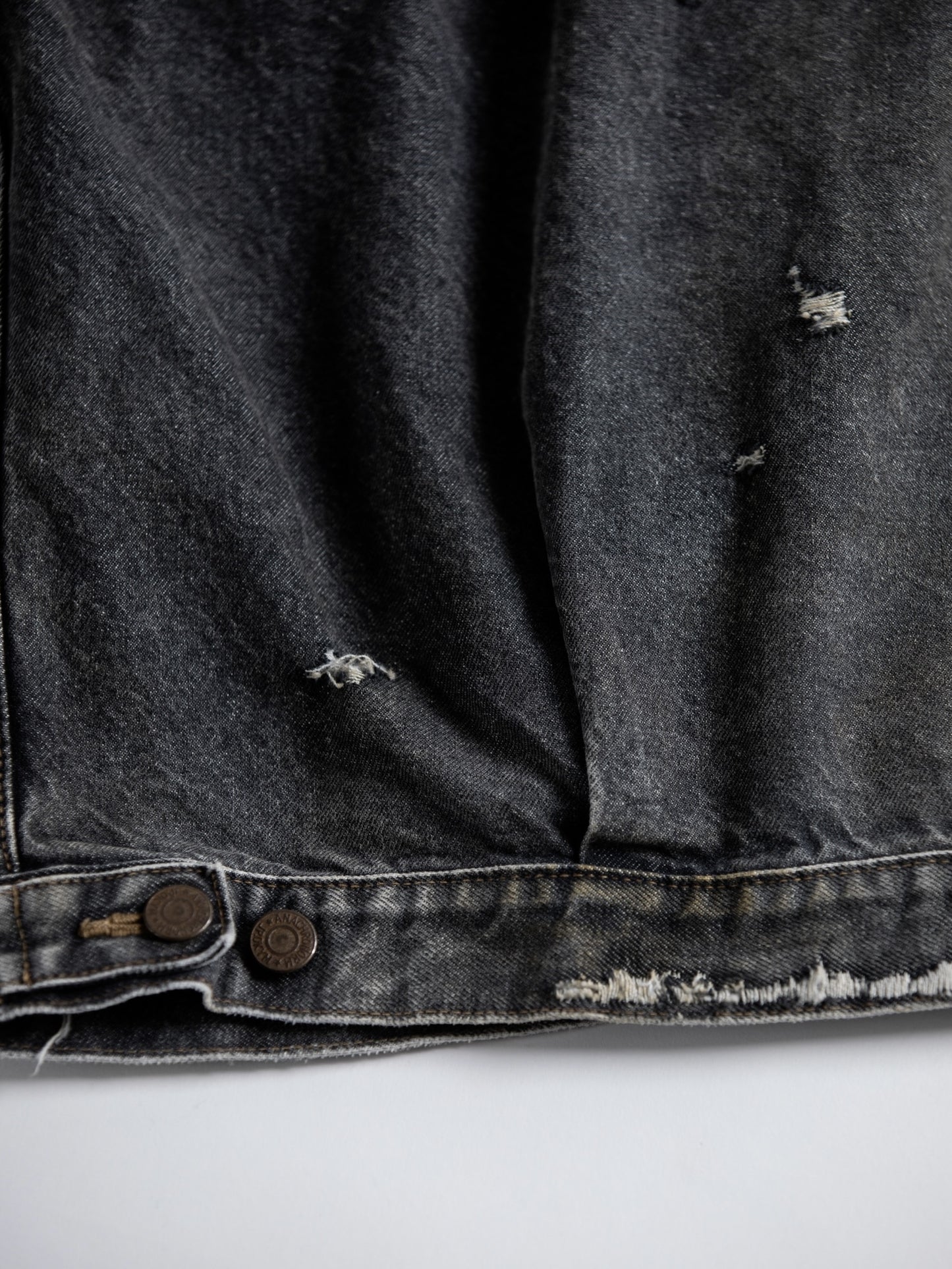 FRONT TUCK REMAKED BLACK DENIM JACKET / Black(remake)