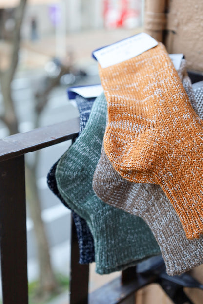 LOW GAUGE RIBBED MARL ANKLE SOCKS / 4colors