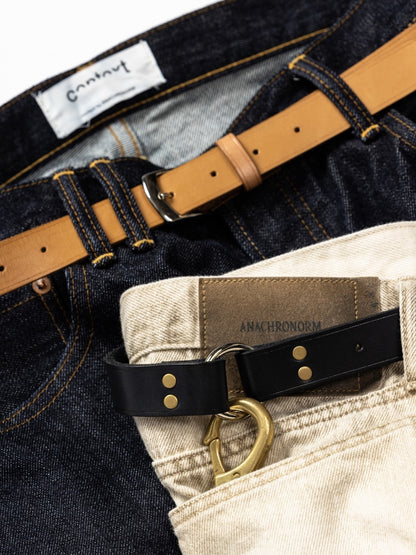 PINBUCKLE RING LEATHER BELT / Black