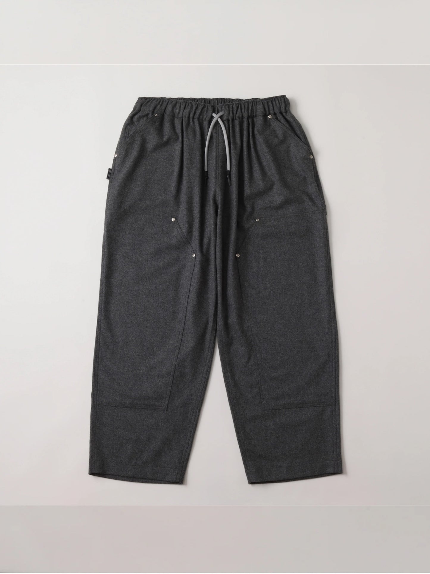 CASHMERE WOOL DOUBLE KNEE PANTS / Grey M