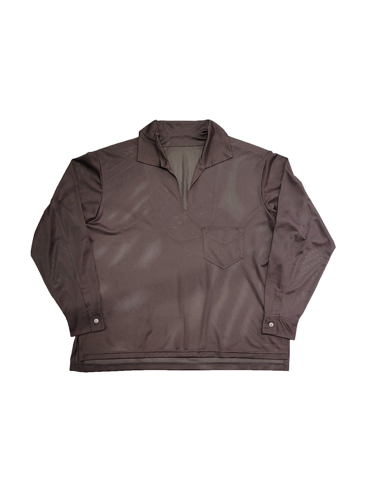 MESH SKIPPER SHIRTS / Brown