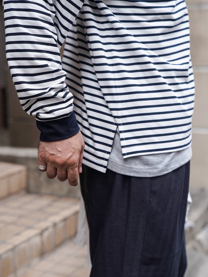 引揃ハイゲージ天竺クルーネックTEE / Off×navy