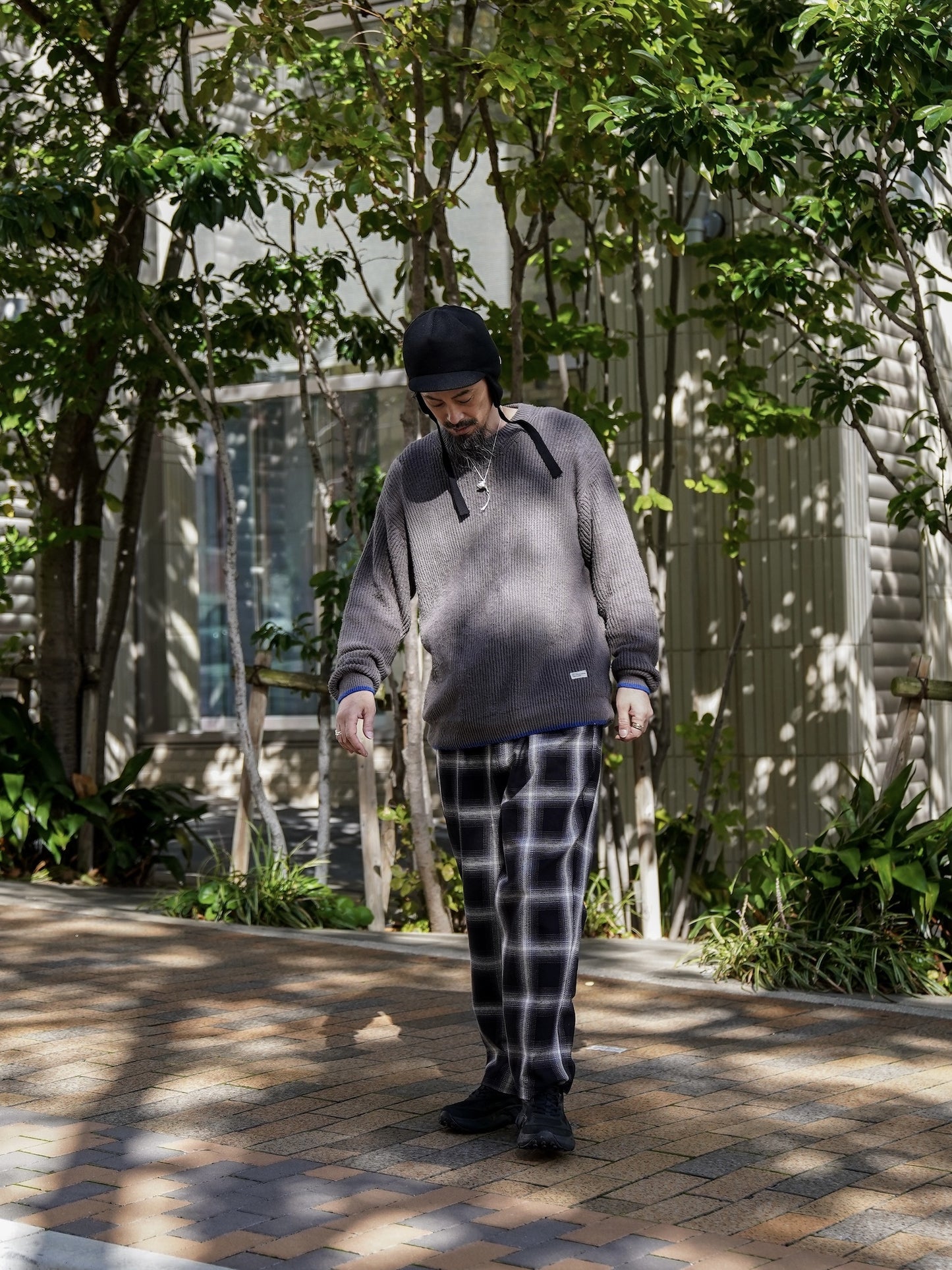 ORGANIC COTTON LINKING MOHAIR KNIT / Gargoyle