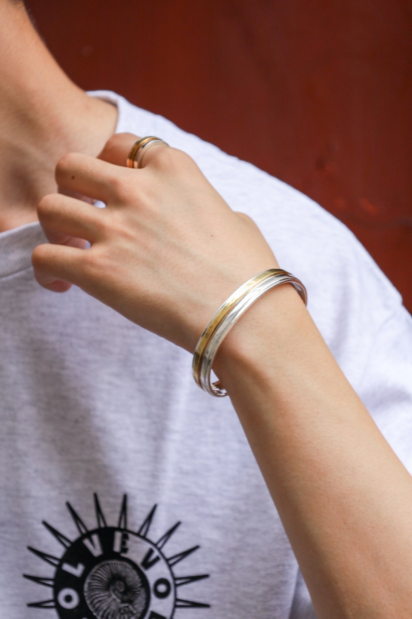 UNEVEN BARS BANGLE(Slim) / Silver × Brass