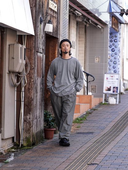 ORGANIC COTTON VERY SOFT BORDER LONG TEE / Heather black