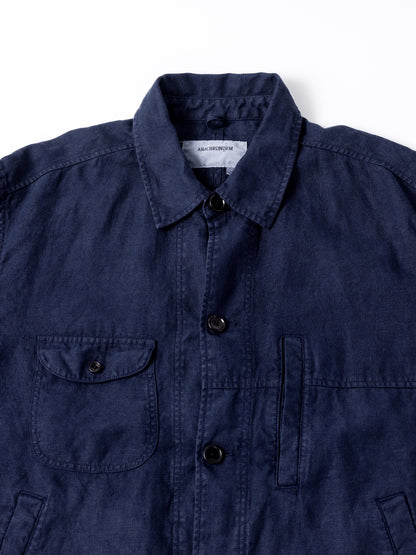 SULFUR DYED LINEN UTILITY JACKET / Navy