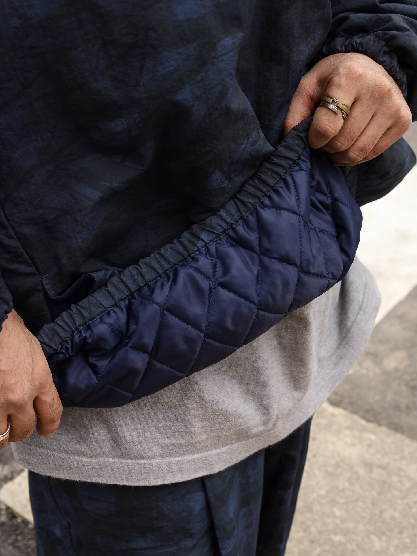 BASEBALL HALF ZIP JACKET / Navy tree camo