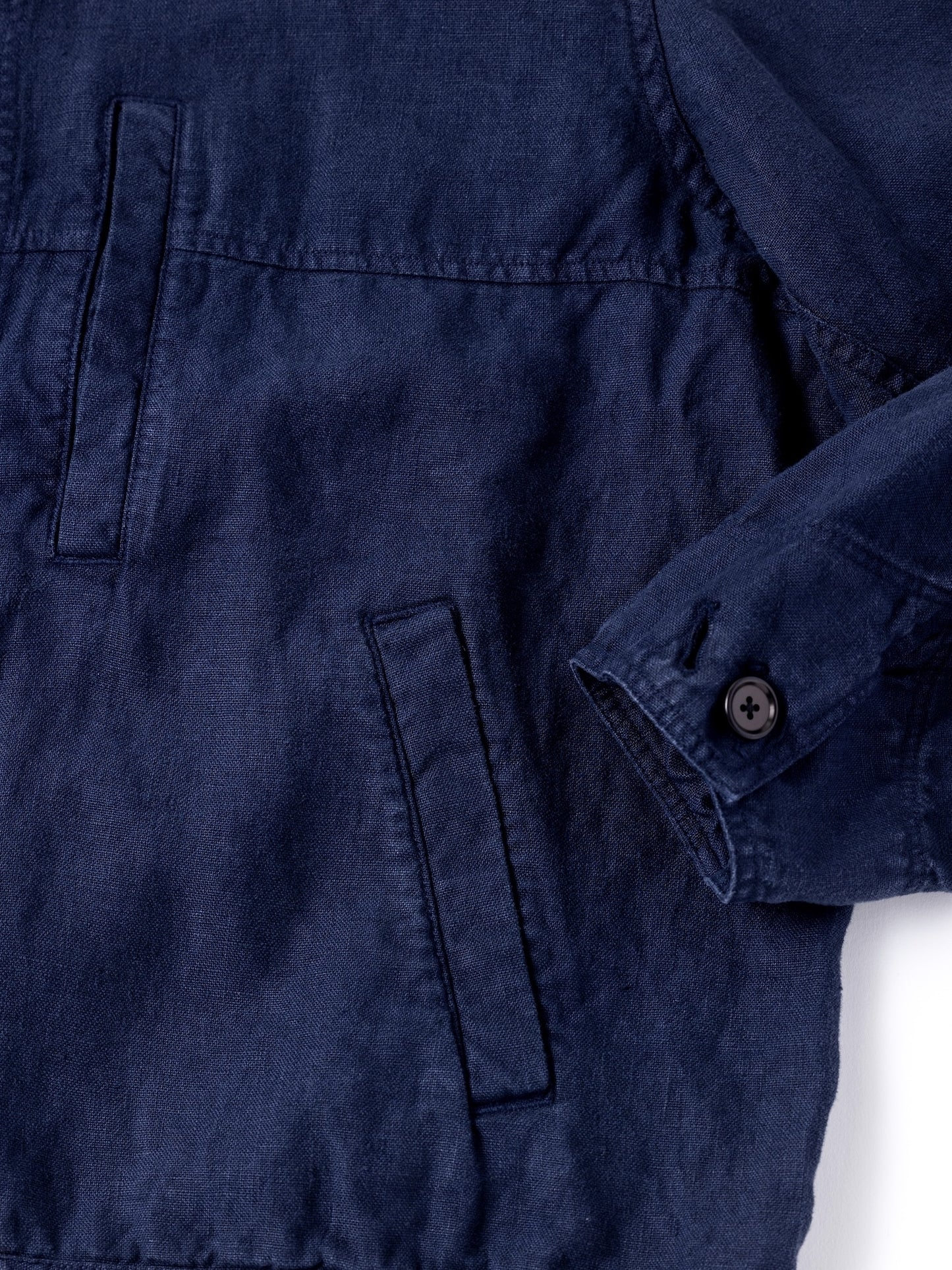 SULFUR DYED LINEN UTILITY JACKET / Navy