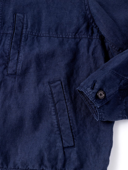 SULFUR DYED LINEN UTILITY JACKET / Navy