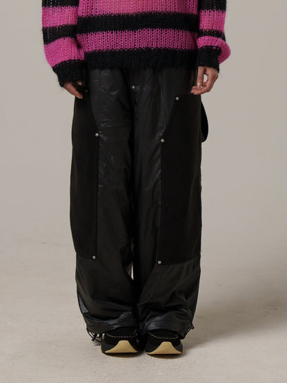 GLOSSY HYBRID WORK PANTS / Black