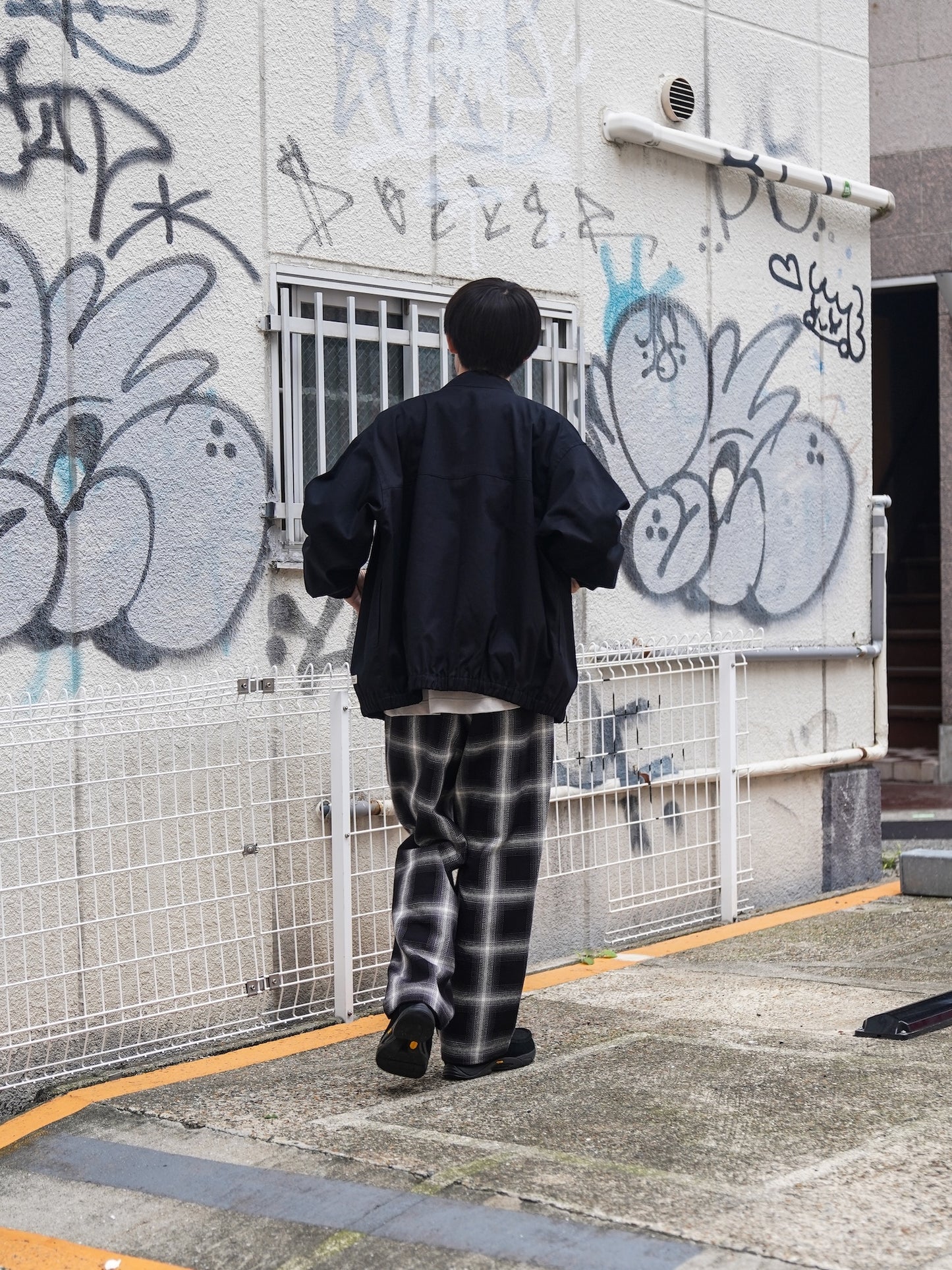 10/2 ヘビーツイル オンブレチェック 2タックワイドパンツ / Ombre check