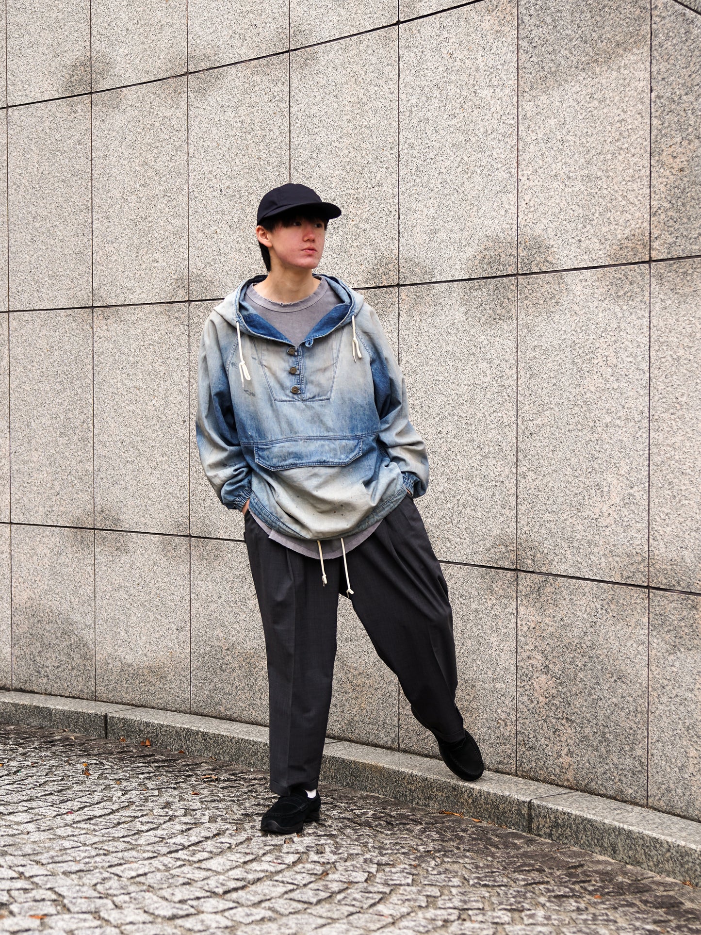 AGING UTILITY DENIM ANORAK PULLOVER / Indigo