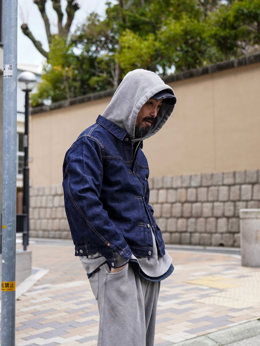 FRONT TUCK DENIM JACKET / Indigo (one wash)