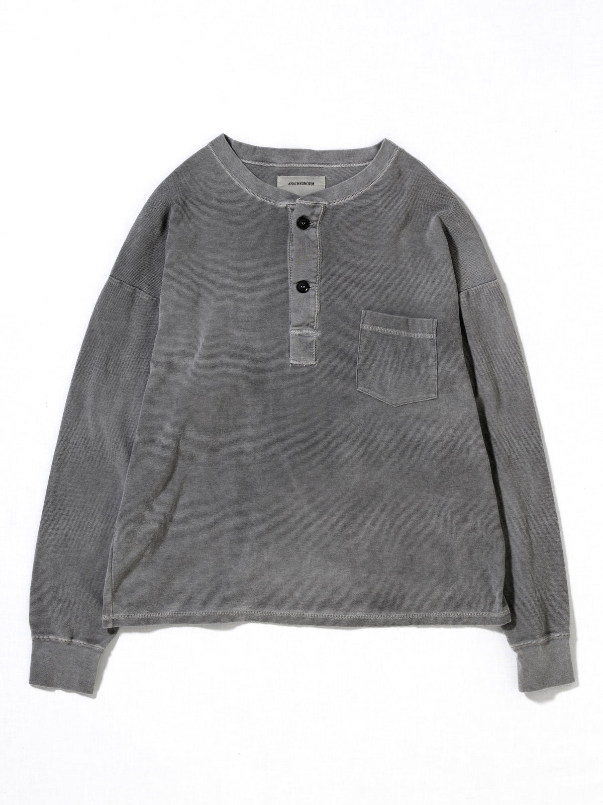 PIGMENT THERMAL HENLEY NECK L/S T-SHIRTS / Dusty Black