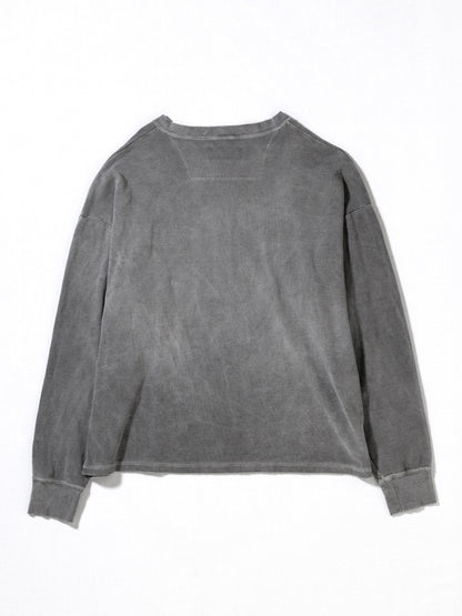 PIGMENT THERMAL HENLEY NECK L/S T-SHIRTS / Dusty Black