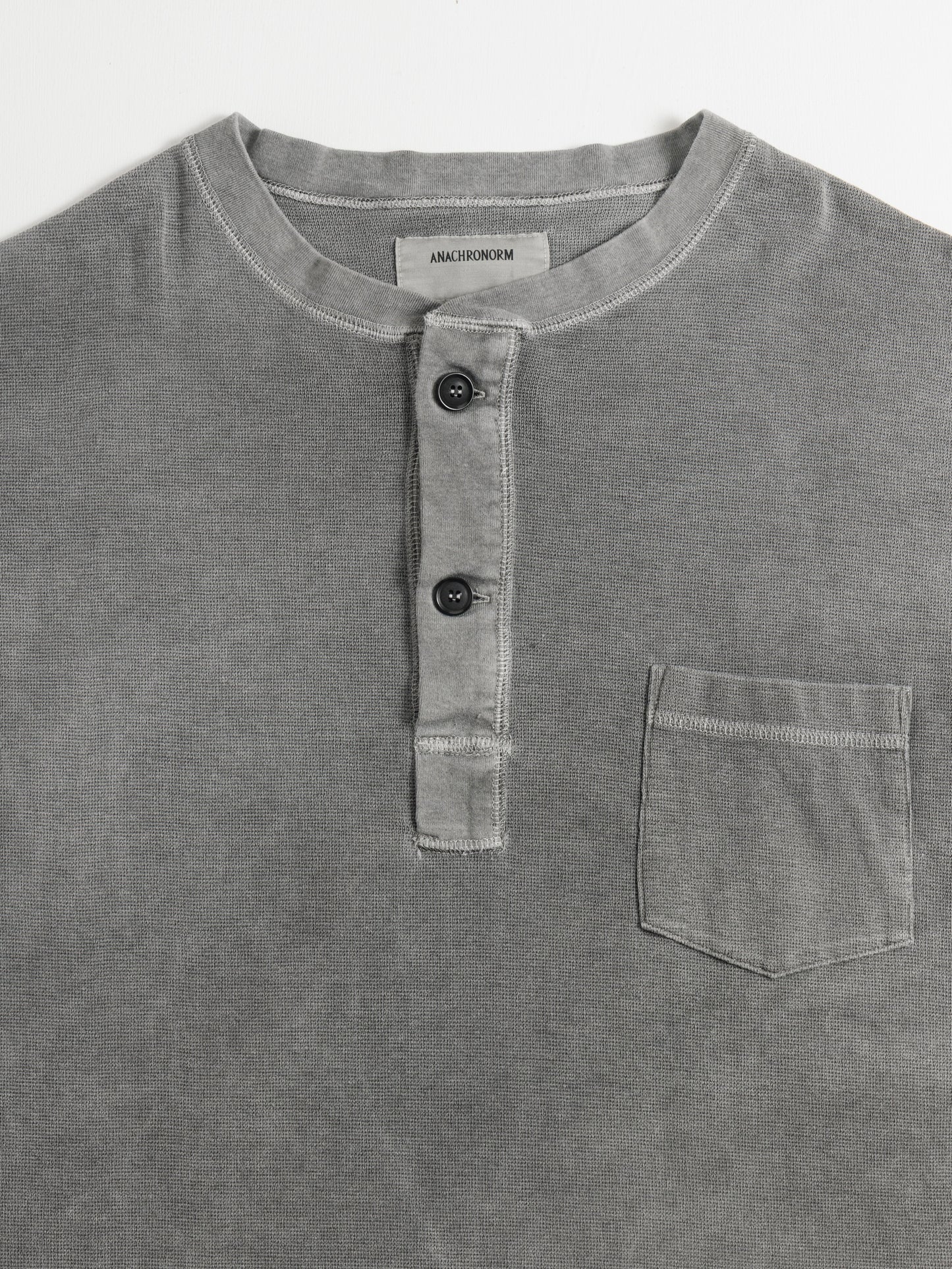 PIGMENT THERMAL HENLEY NECK L/S T-SHIRTS / Dusty Black