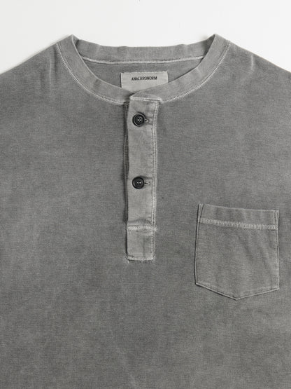 PIGMENT THERMAL HENLEY NECK L/S T-SHIRTS / Dusty Black