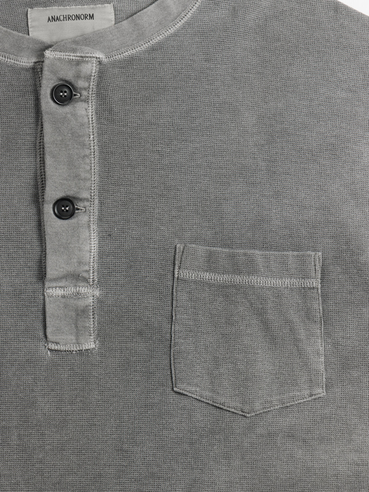 PIGMENT THERMAL HENLEY NECK L/S T-SHIRTS / Dusty Black