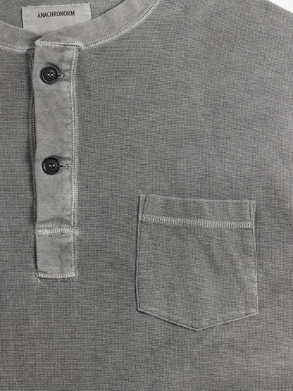 PIGMENT THERMAL HENLEY NECK L/S T-SHIRTS / Dusty Black