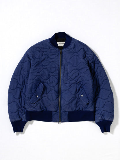 NYLON QUILTING BOMBER JACKET / Blue