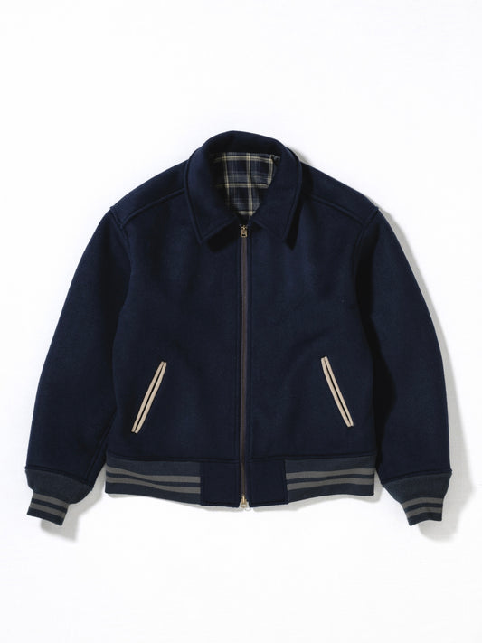 MELTON WOOL DRIZZLER JACKET / Navy