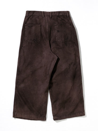 KERSEY TUCK WIDE PANTS / Brown