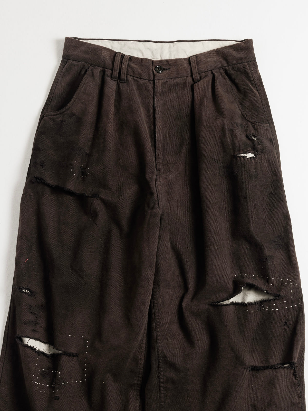 KERSEY TUCK WIDE PANTS / Brown