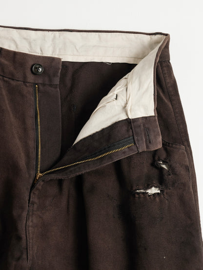 KERSEY TUCK WIDE PANTS / Brown