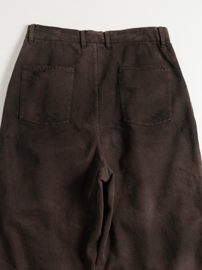 KERSEY TUCK WIDE PANTS / Brown